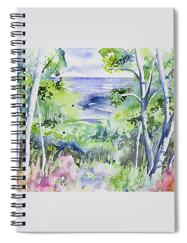 Lake Superior Spiral Notebook featuring the painting Watercolor - Lake Superior Impression by Cascade Colors