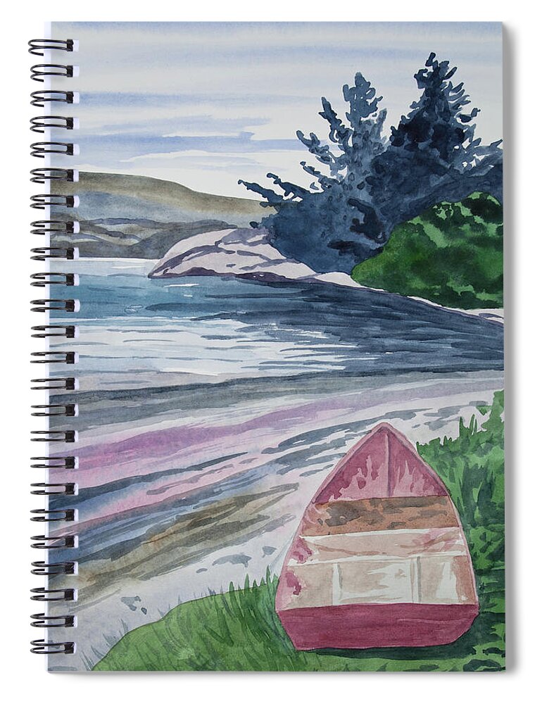 Art Spiral Notebook featuring the painting Watercolor - New Zealand Harbor by Cascade Colors