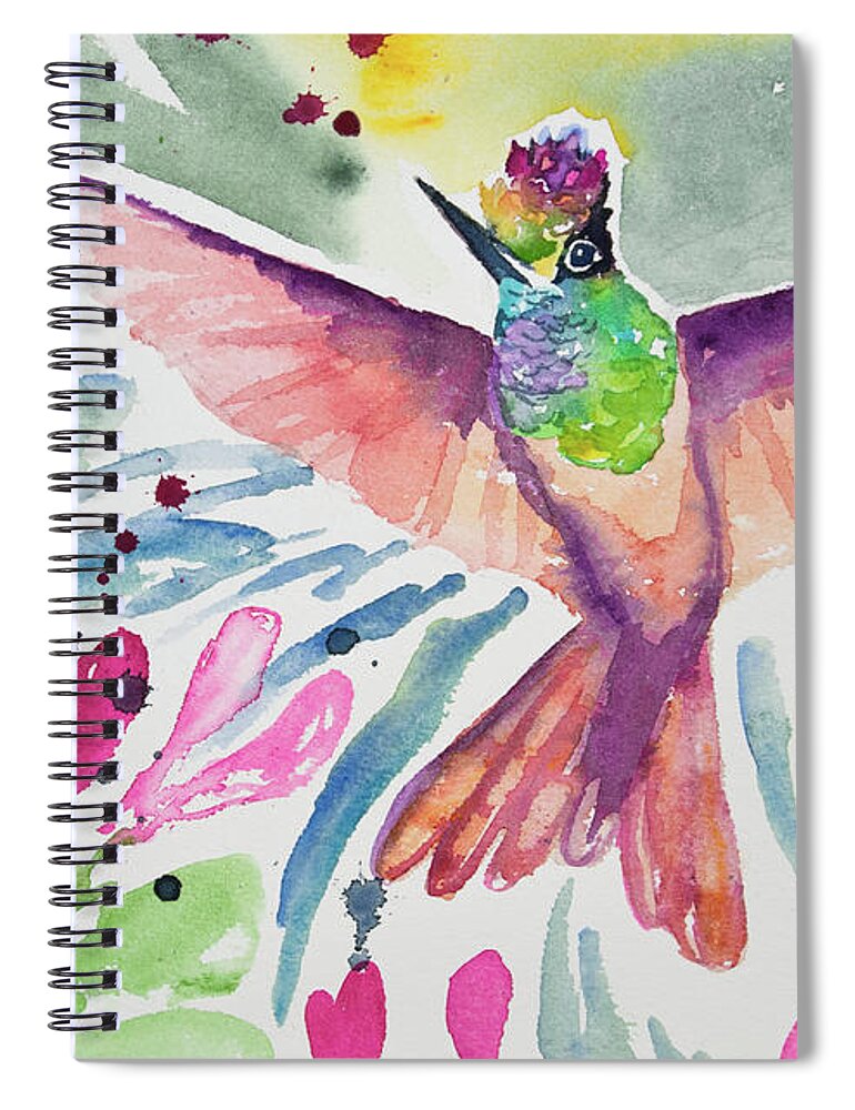 Rainbow Starfrontlet Spiral Notebook featuring the painting Watercolor - Rainbow Starfrontlet by Cascade Colors