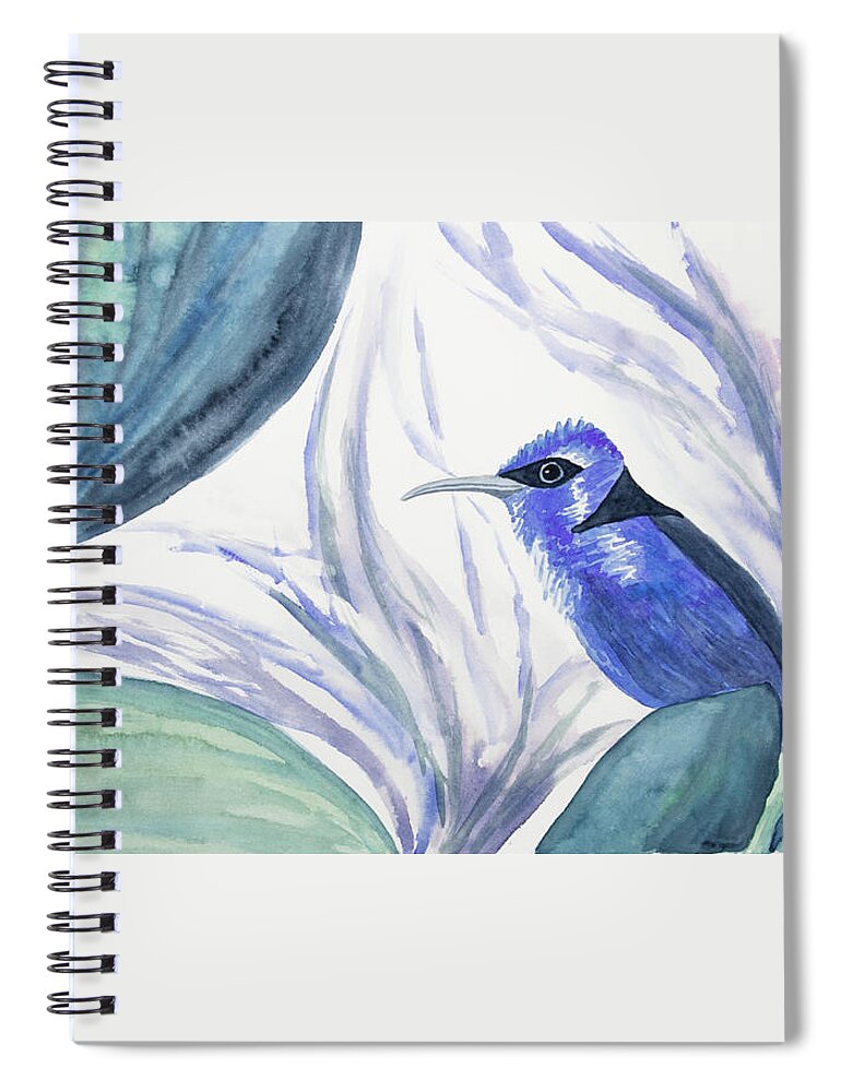 Red-legged Honeycreeper Spiral Notebook featuring the painting Watercolor - Red-legged Honeycreeper by Cascade Colors
