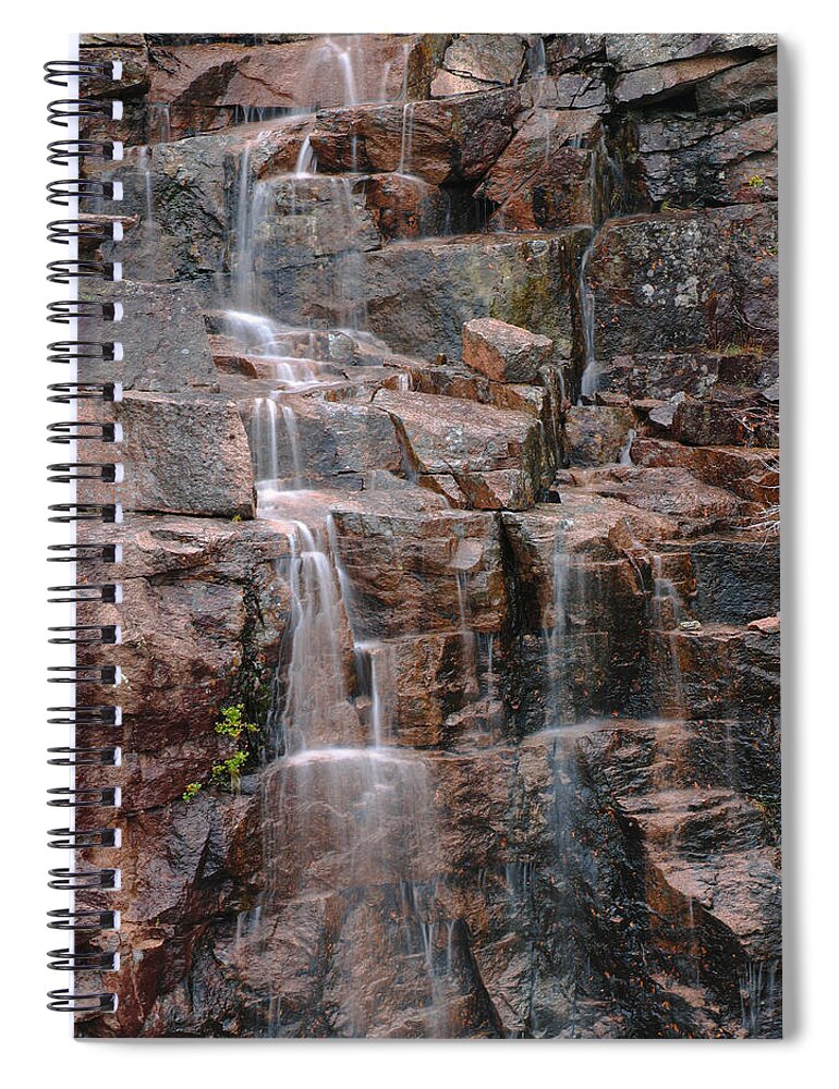 Waterfall Spiral Notebook featuring the photograph Waterfall in Acadia National Park by Juergen Roth