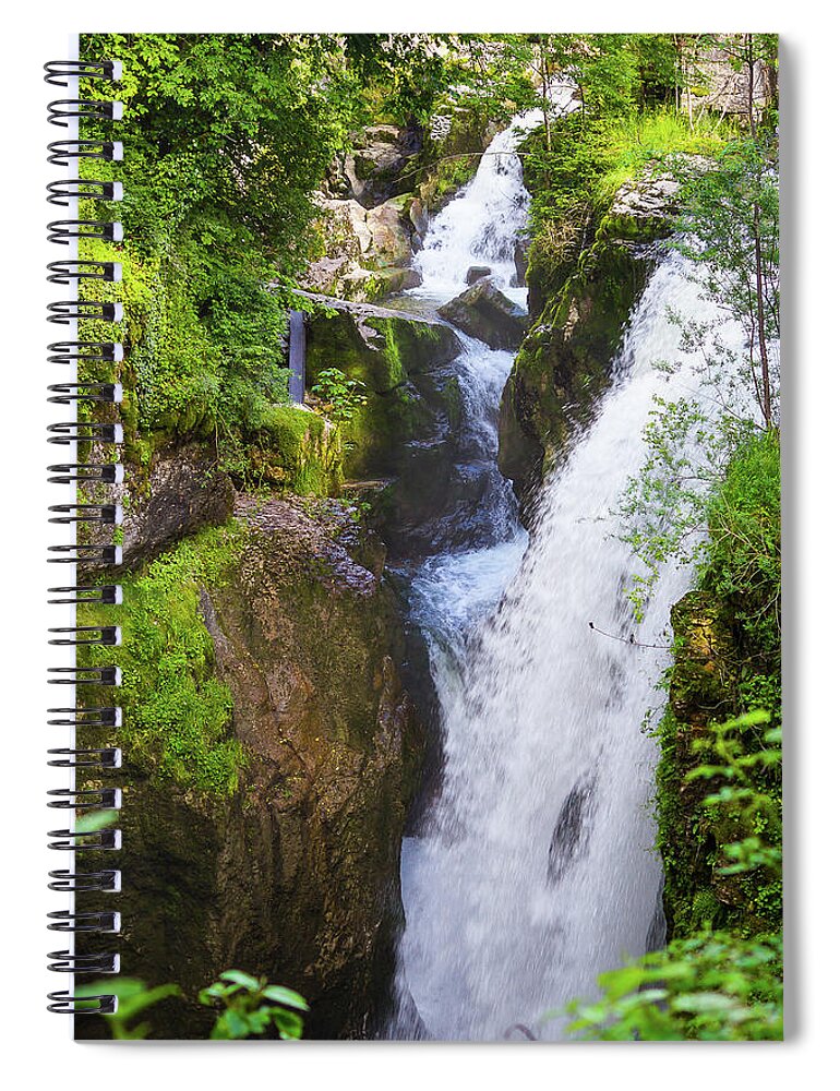 Waterfall Landscape Spiral Notebook featuring the photograph Waterfall in the Langouette gorges by Paul MAURICE