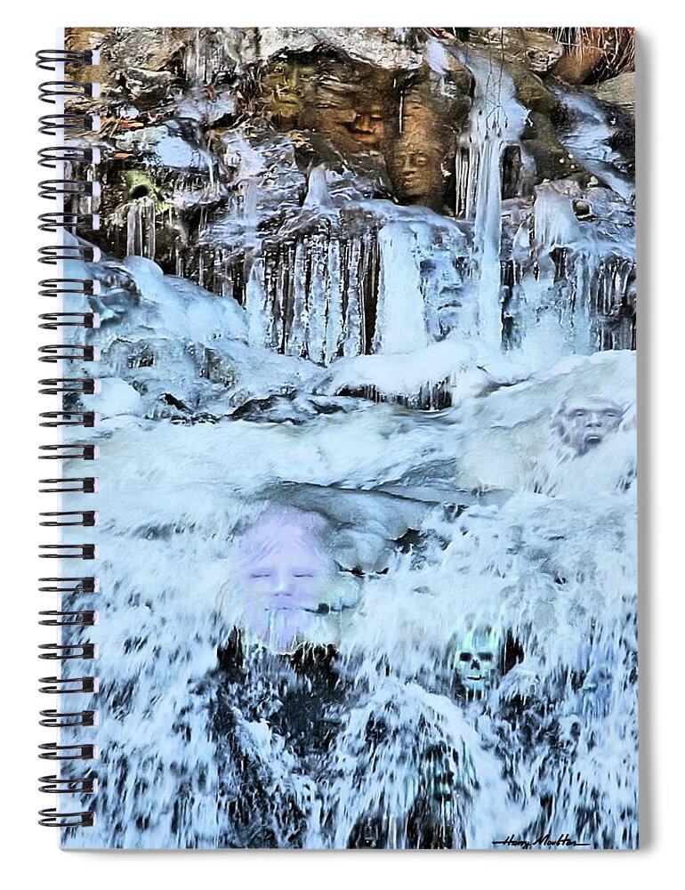 Waterfall Spiral Notebook featuring the pyrography Waterfall of 13 Faces by Harry Moulton