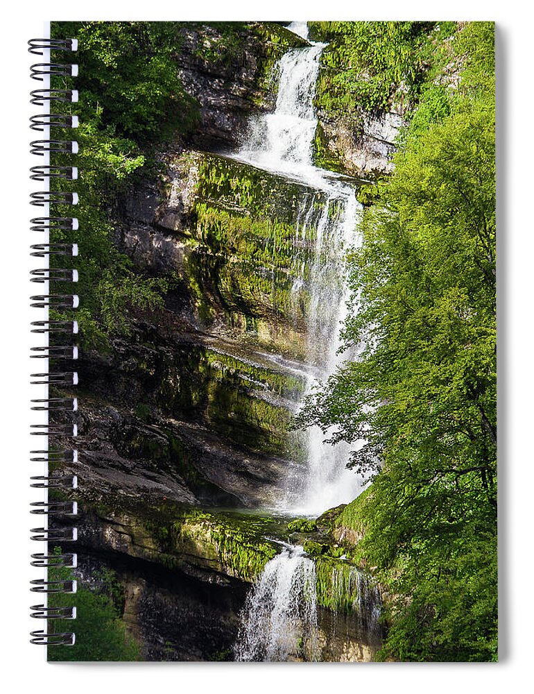 Waterfall Landscape Spiral Notebook featuring the photograph Waterfall of Bief de la Ruine by Paul MAURICE