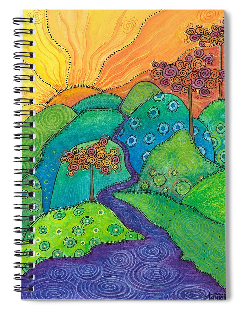 Nature Spiral Notebook featuring the painting Waterfall of Hope by Tanielle Childers