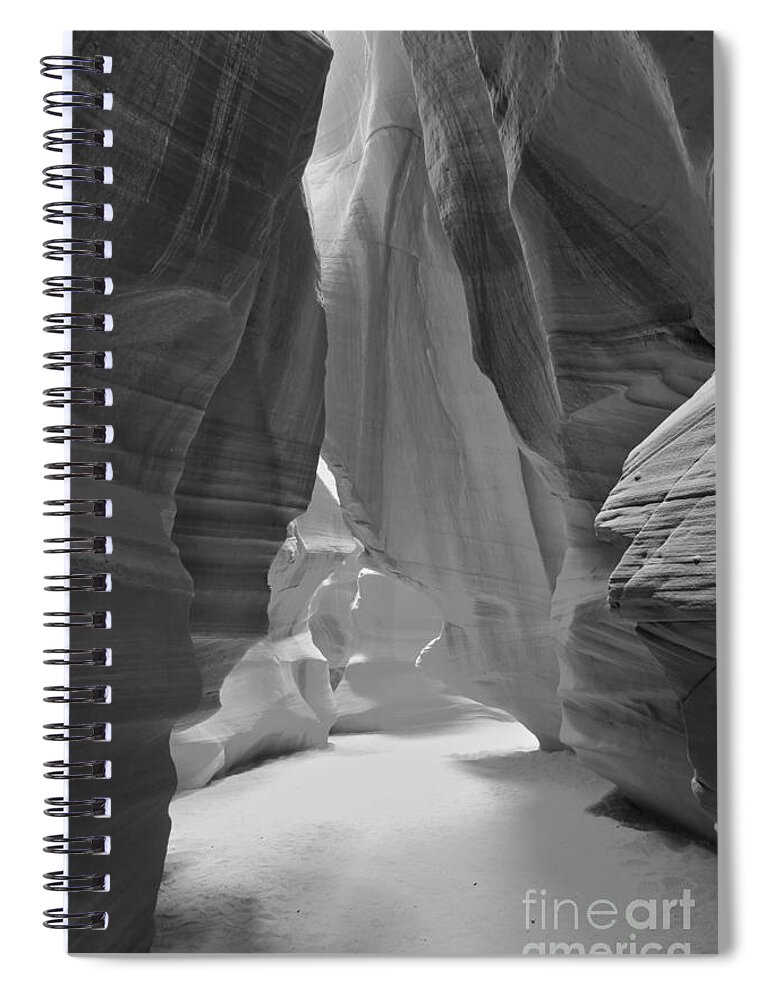 Waterfall Of Light Spiral Notebook featuring the photograph Waterfall Of Light - Black And White by Adam Jewell