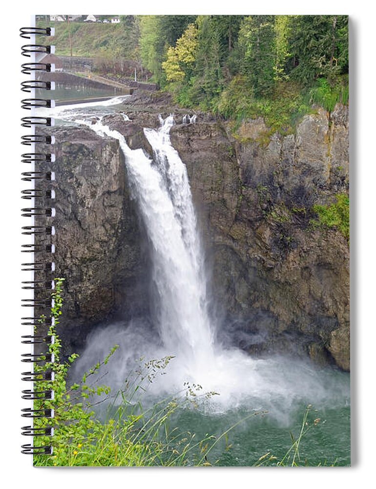 Waterfall Spiral Notebook featuring the photograph Waterfall through the mist by Peter Ponzio