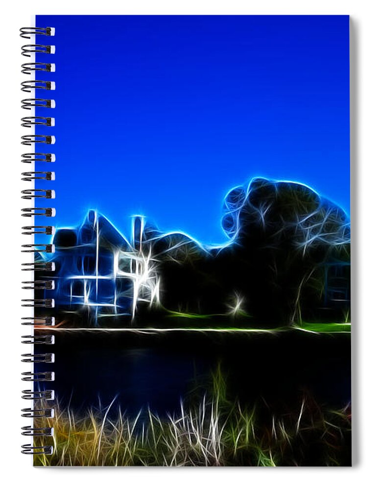 Mystic Seaport Spiral Notebook featuring the photograph Waterfront Homes Mystic Seaport by Lawrence Christopher