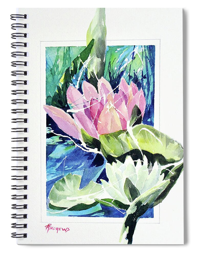 Design Spiral Notebook featuring the painting Waterlily Design by Rae Andrews