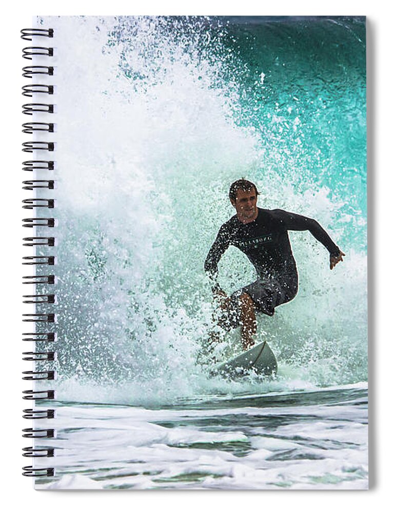 Beach Spiral Notebook featuring the photograph Runnin' Down A Wave by Eye Olating Images