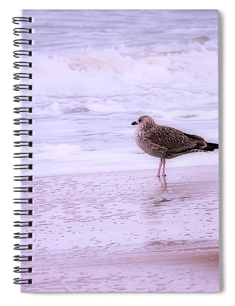 Sandy Spiral Notebook featuring the photograph Wave Watching by Leslie Montgomery
