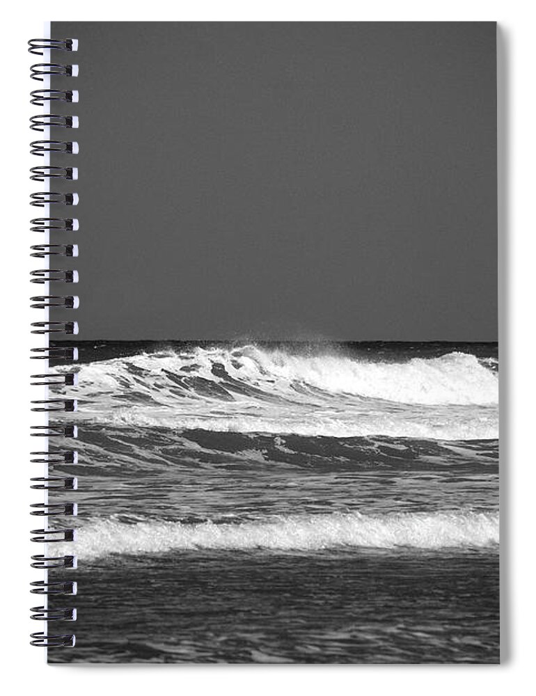 Waves Spiral Notebook featuring the photograph Waves 2 in BW by Susanne Van Hulst