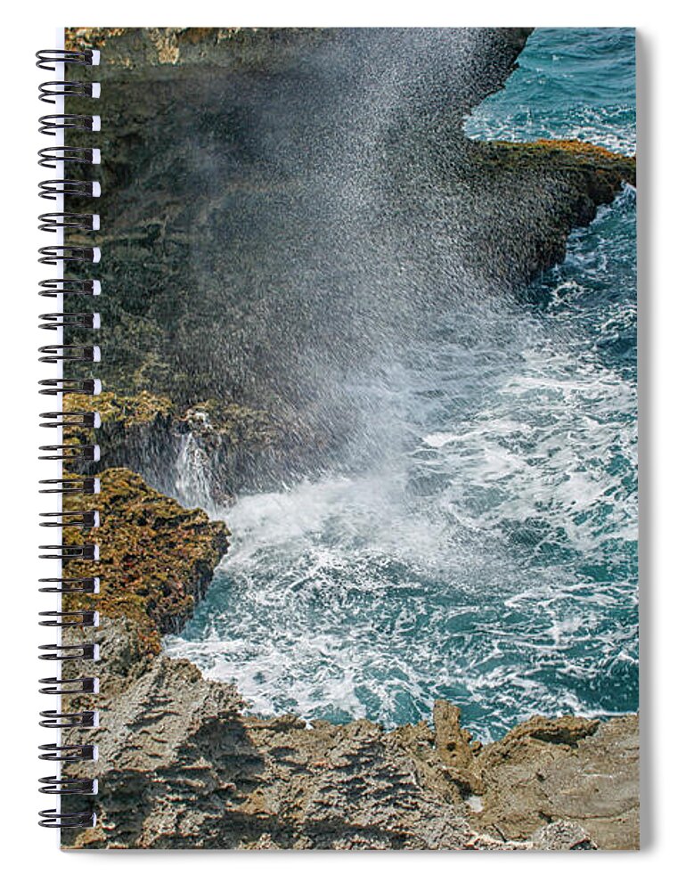Ocean Spiral Notebook featuring the photograph Waves crushing on the shore by Patricia Hofmeester