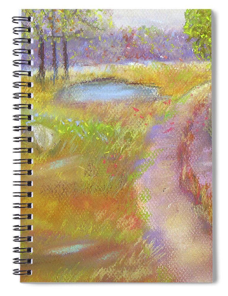 Pond Spiral Notebook featuring the pastel Way to the Pond by Loretta Luglio