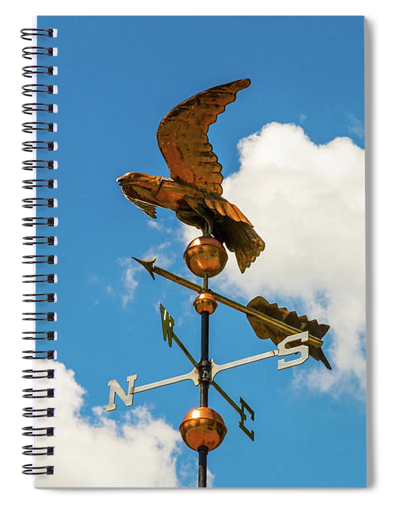 Weather Vane Spiral Notebook featuring the photograph Weather Vane On Blue Sky by D K Wall