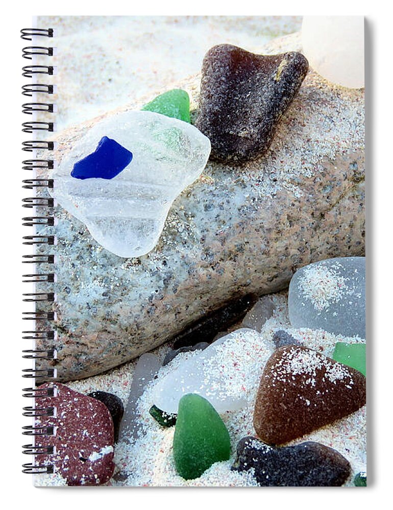 Seaglass Spiral Notebook featuring the photograph Weathered Beach Gems by Janice Drew