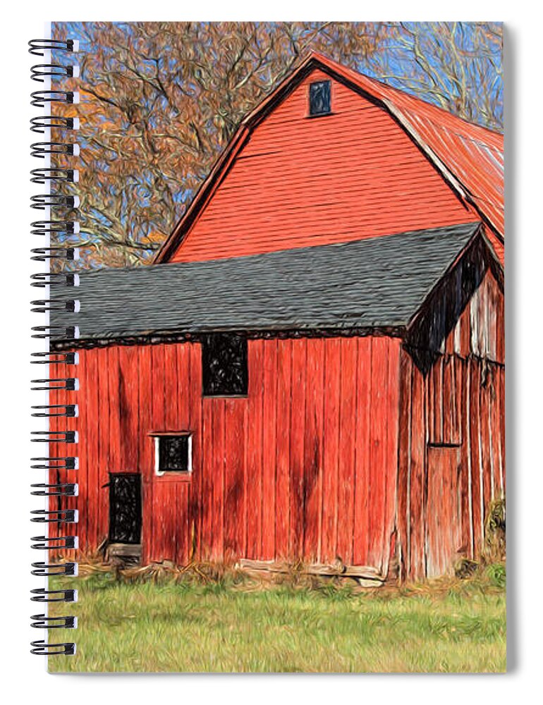 Barn Spiral Notebook featuring the painting Weathered Red Barn by David Letts