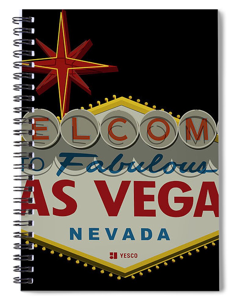 Las Vegas Spiral Notebook featuring the digital art Welcome To Las Vegas Sign Digital Drawing by Ricky Barnard