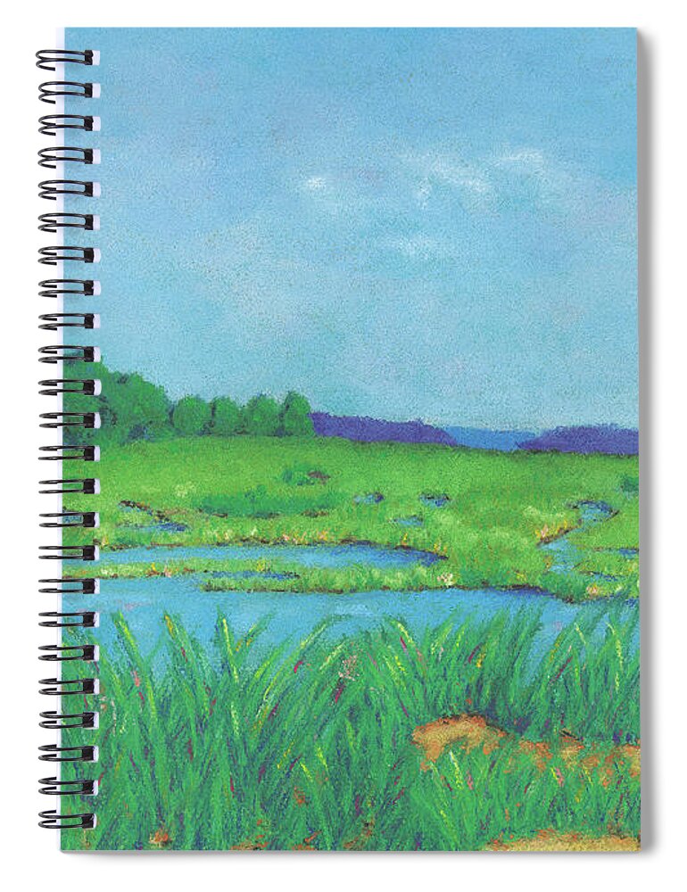 Wellfleet Spiral Notebook featuring the pastel Wellfleet Wetlands by Anne Katzeff