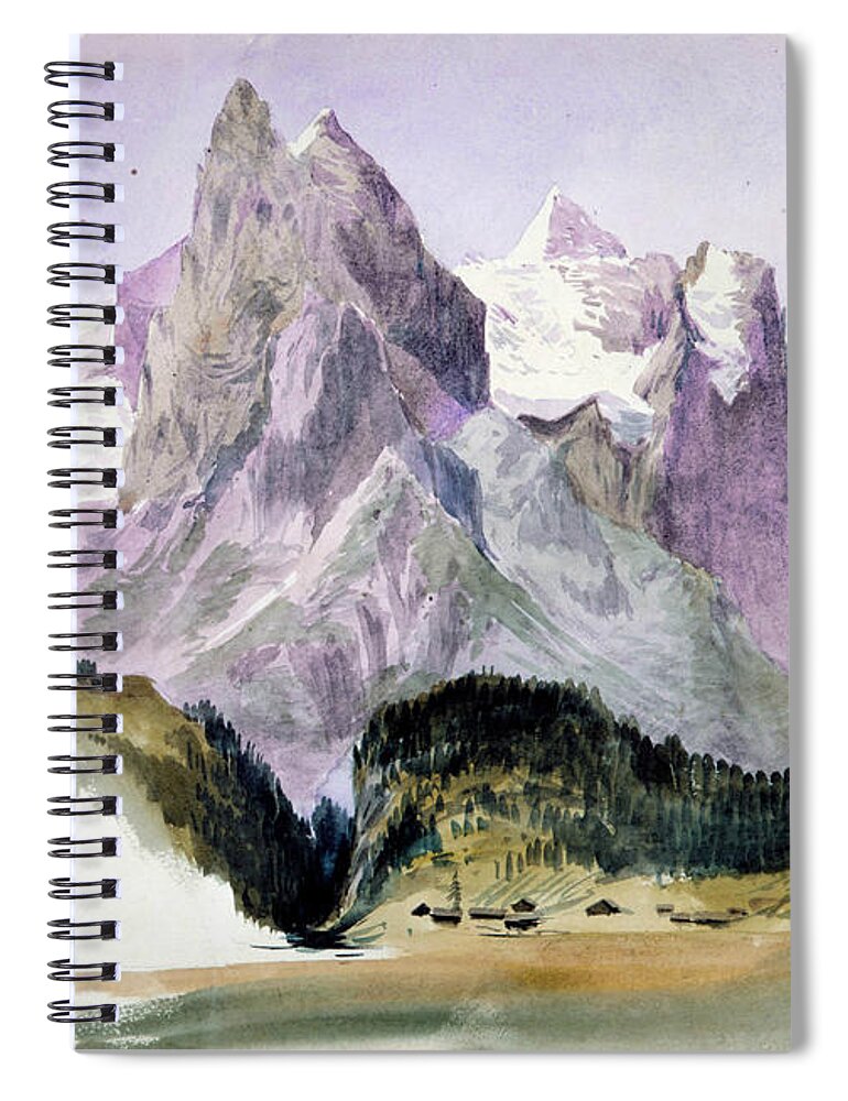 19h Century Art Spiral Notebook featuring the drawing Wellhorn and Wetterhorn from Brunig by John Singer Sargent
