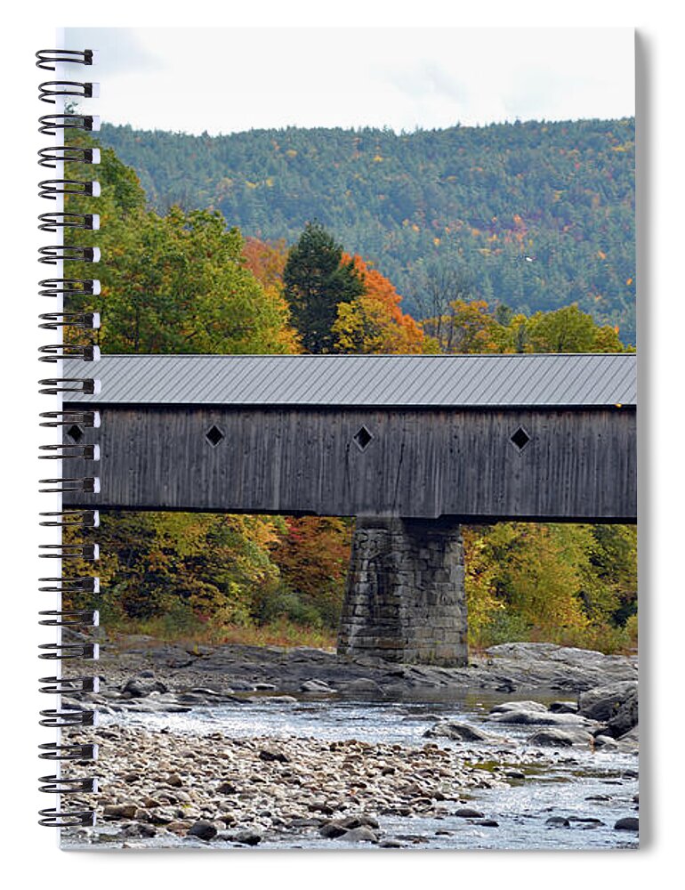 West Dummerstin Spiral Notebook featuring the photograph West Dummerston Covered Bridge by Carolyn Mickulas