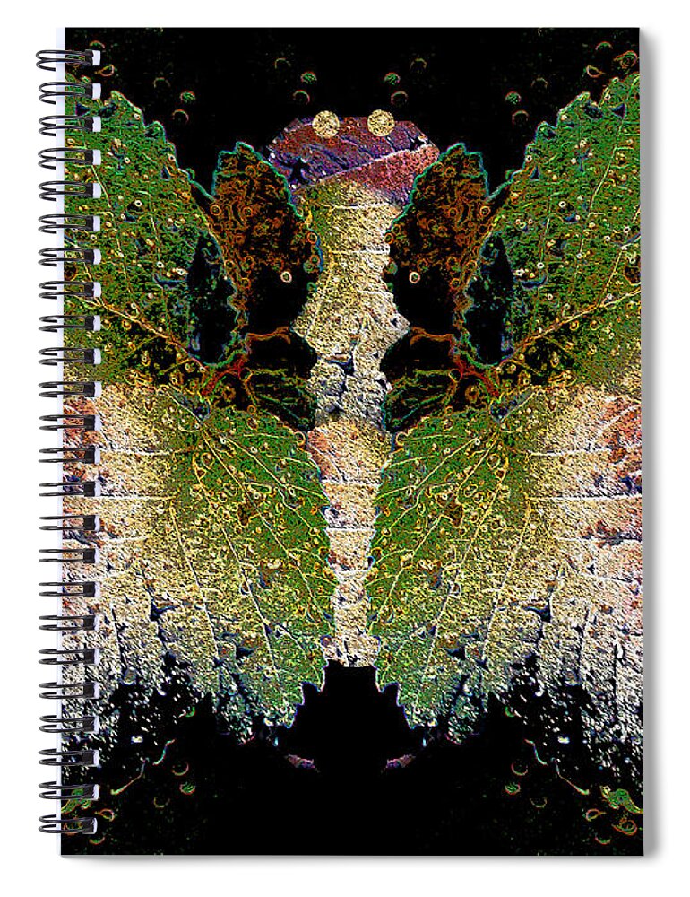 Butterfly Spiral Notebook featuring the photograph Wet Leaf Metamorphosis by Nina Silver