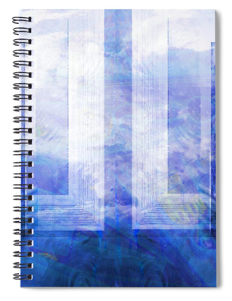 Abstract Spiral Notebook featuring the digital art Whales Talking by Art Di