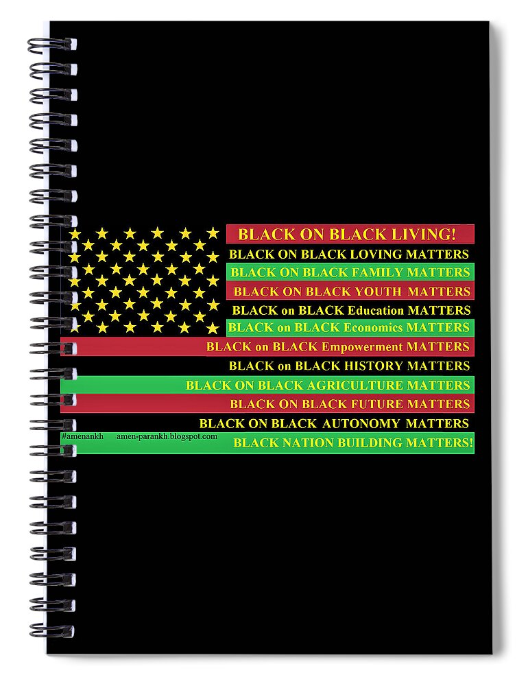 Graphic Design Spiral Notebook featuring the digital art What About Black on Black Living? by Adenike AmenRa