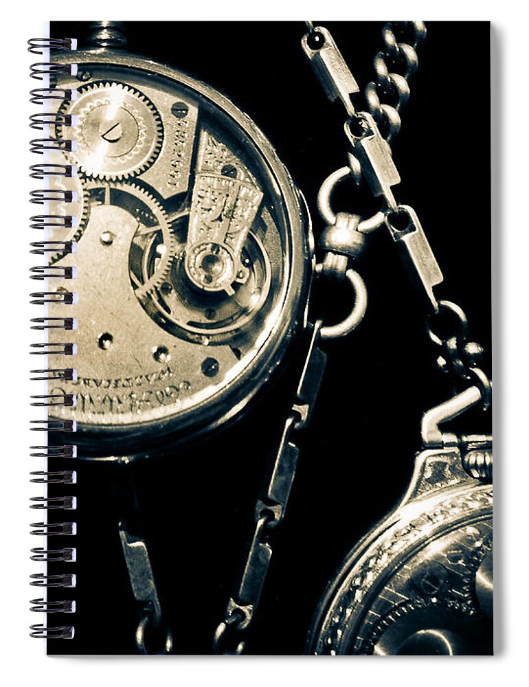 Clock Spiral Notebook featuring the photograph What Makes Time by Fei A