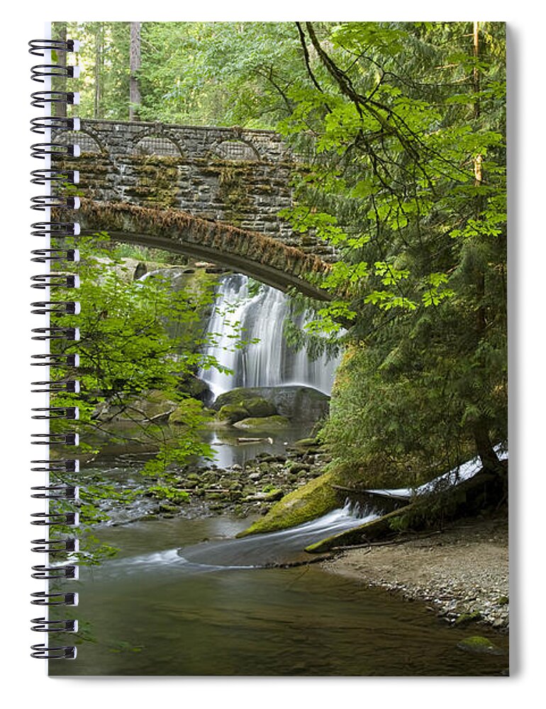 Bridge Spiral Notebook featuring the photograph Whatcom Falls Bridge by Idaho Scenic Images Linda Lantzy