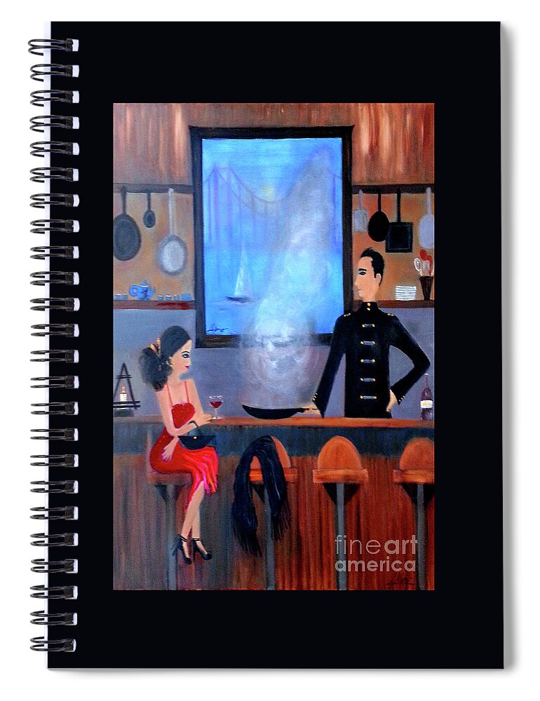 Food Spiral Notebook featuring the painting What's Cookin'? by Artist Linda Marie