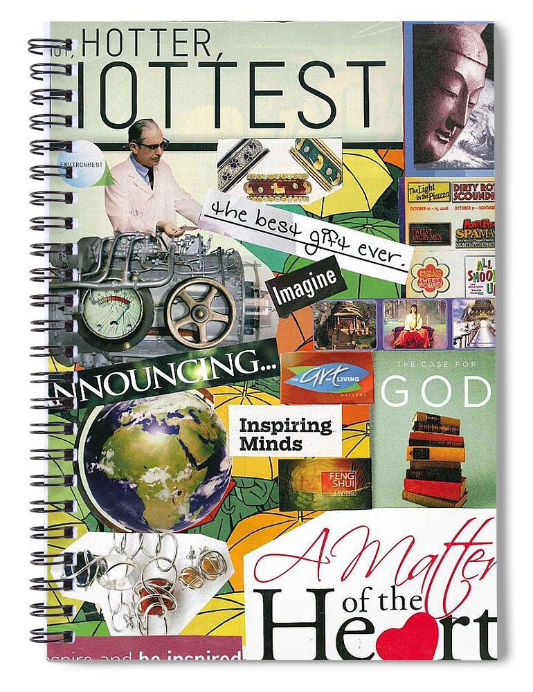 Collage Art Spiral Notebook featuring the mixed media What's In Your heART by Susan Schanerman