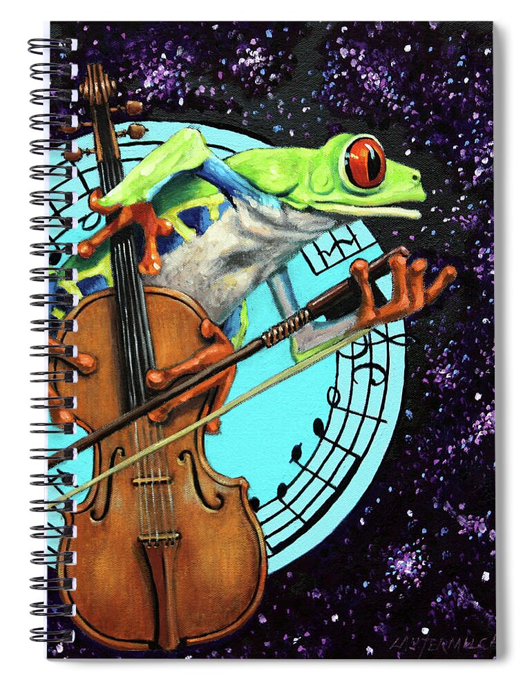 Violin Spiral Notebook featuring the painting What's It All About Froggy? by John Lautermilch