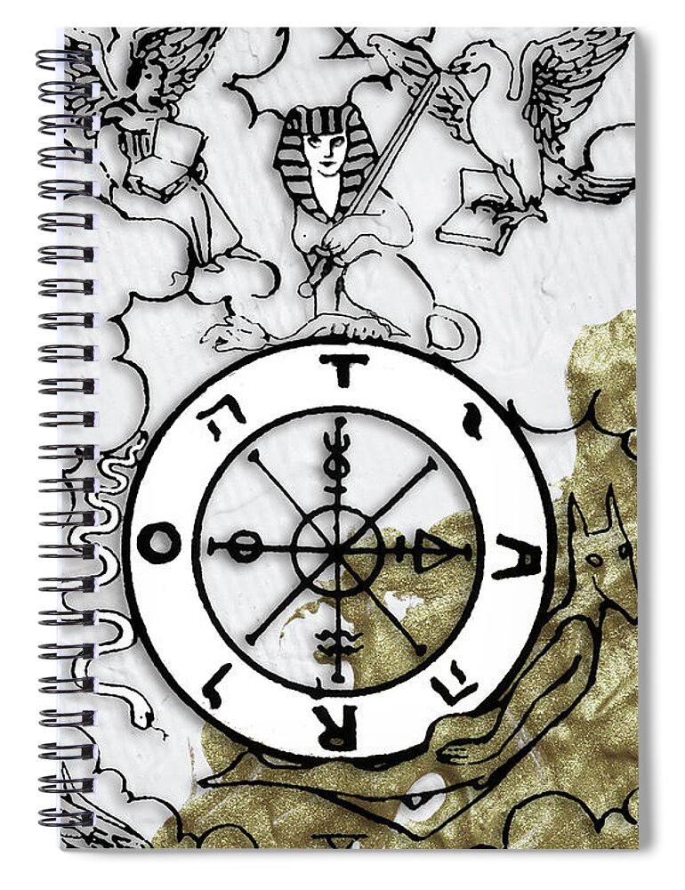 Mystical Art Spiral Notebook featuring the painting Wheel of Fortune Arcannah by Mindy Sommers