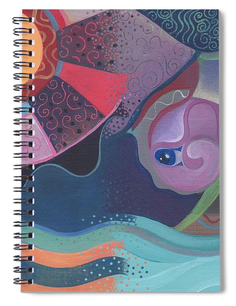 Flow Spiral Notebook featuring the painting When Flow Met Deep by Helena Tiainen