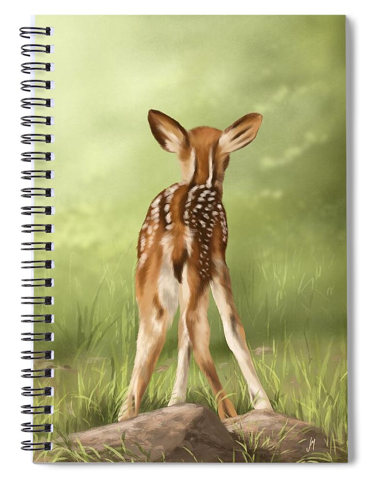 Fawn Spiral Notebook featuring the painting Where is my mom? by Veronica Minozzi
