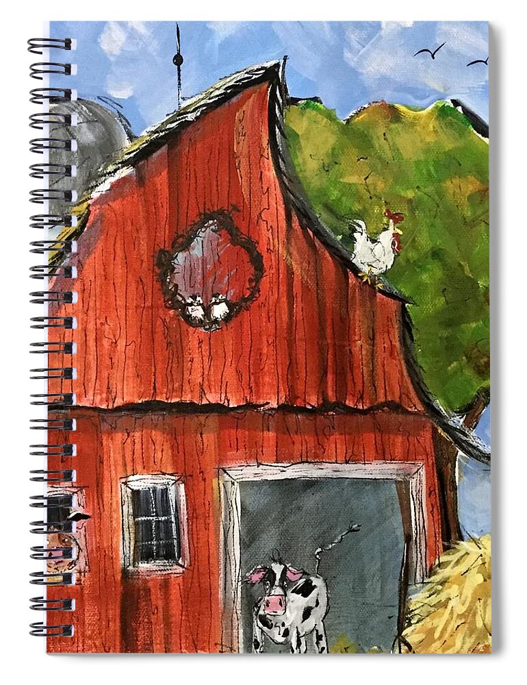 Barn Spiral Notebook featuring the painting Whimscial Barn by Terri Einer