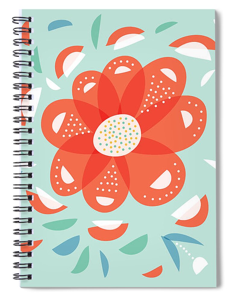 Floral Spiral Notebook featuring the digital art Whimsical Red Flower by Boriana Giormova