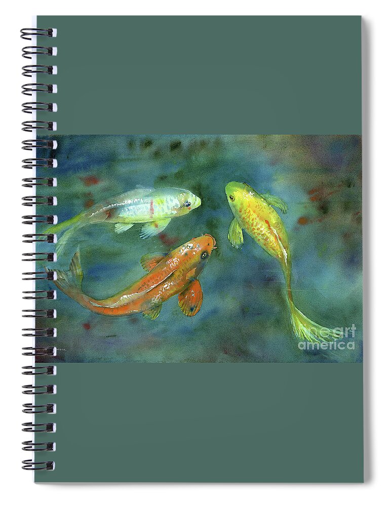 Watercolor Koi Spiral Notebook featuring the painting Whispering Koi by Amy Kirkpatrick