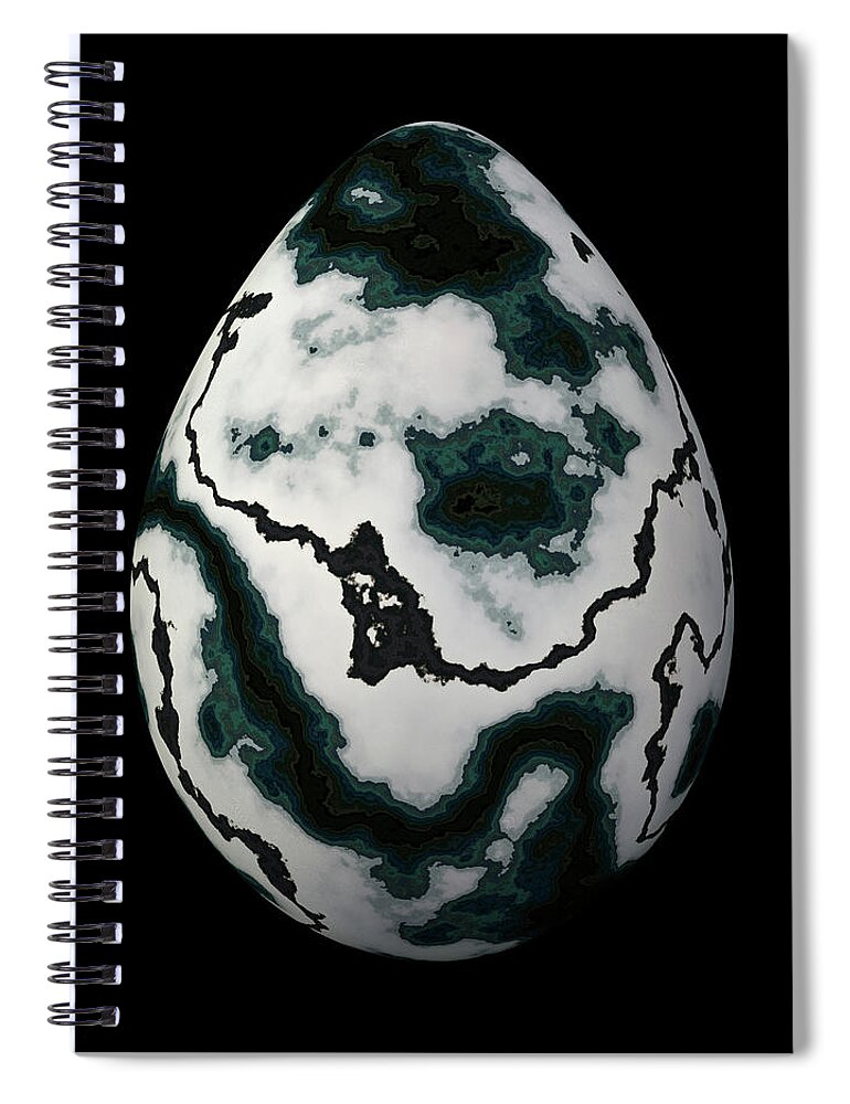 Series Spiral Notebook featuring the digital art White and Green Marble Egg by Hakon Soreide