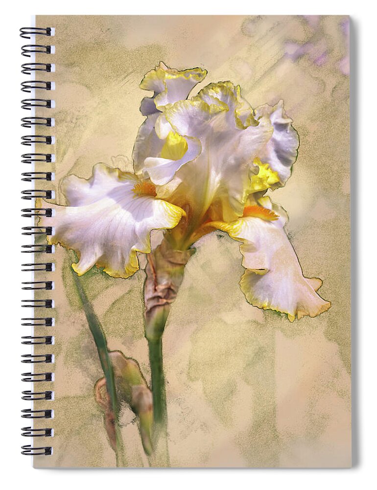5dmkiv Spiral Notebook featuring the digital art White and Yellow Iris by Mark Mille