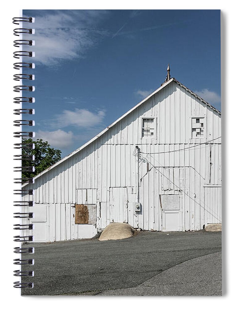 Architecture Spiral Notebook featuring the photograph White Barn by Thomas Marchessault