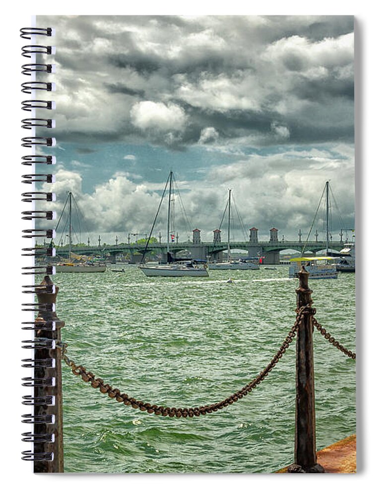 St Augustine Spiral Notebook featuring the photograph White Caps and Clouds by Joseph Desiderio