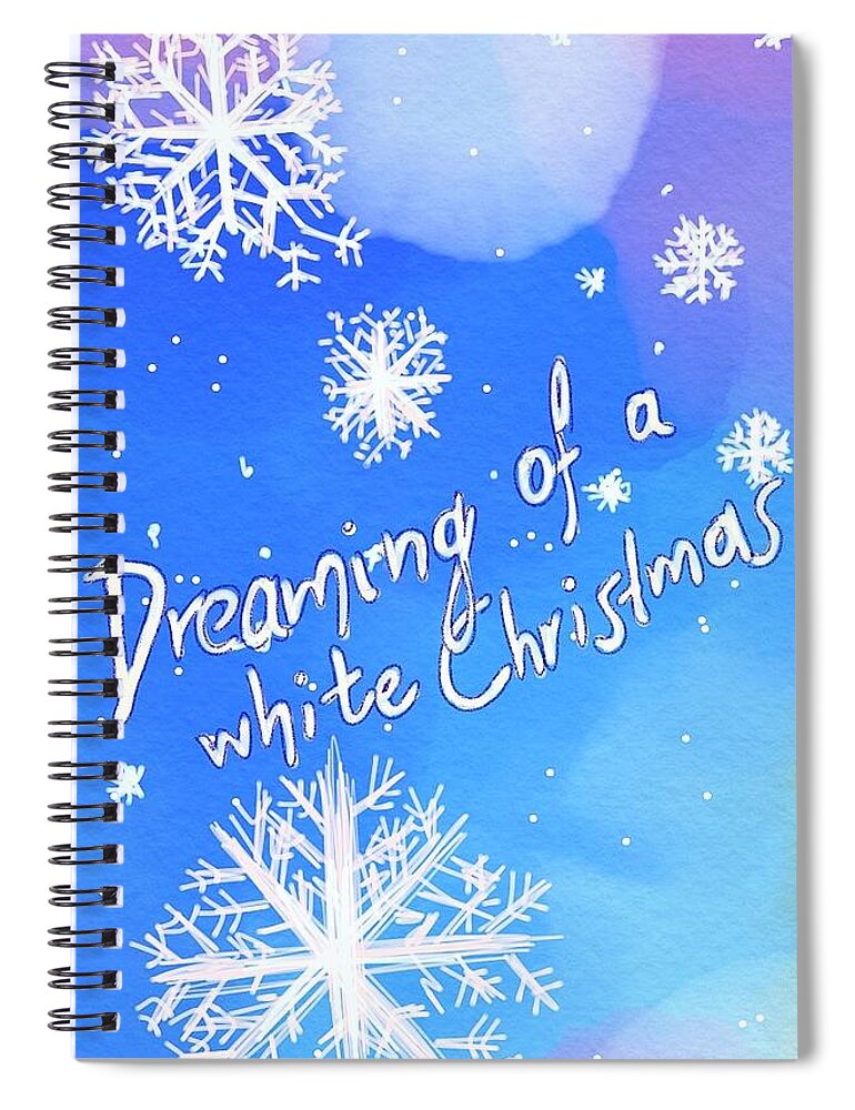 Christmas Spiral Notebook featuring the digital art White Christmas by Sophia Gaki Artworks