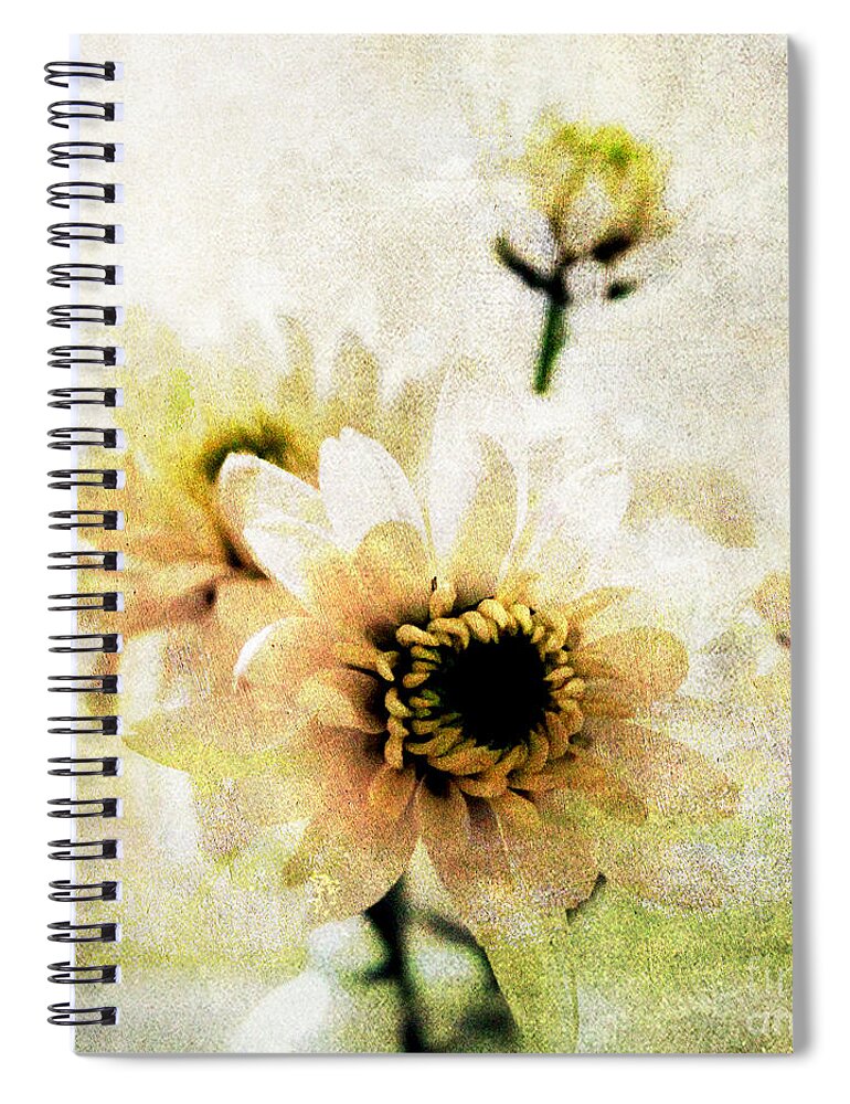 Flowers Spiral Notebook featuring the mixed media White Flowers by Linda Woods
