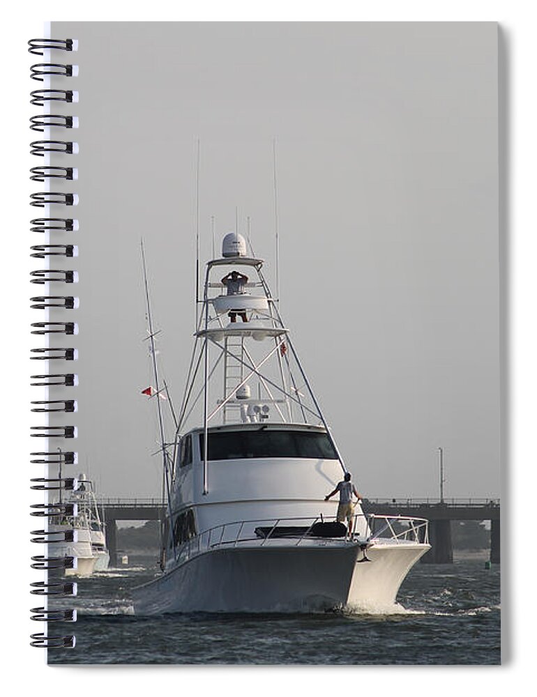 Boats Spiral Notebook featuring the photograph White Marlin Open Boats by Robert Banach