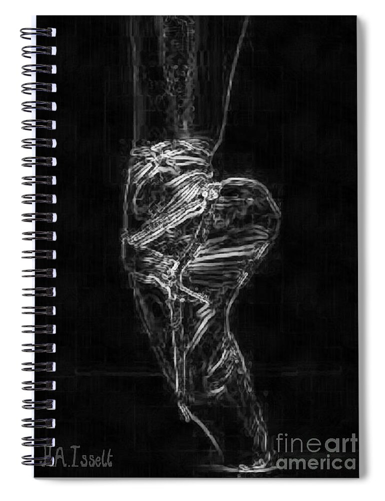 Ballet Spiral Notebook featuring the digital art White on Black Ballet Shoe by Humphrey Isselt
