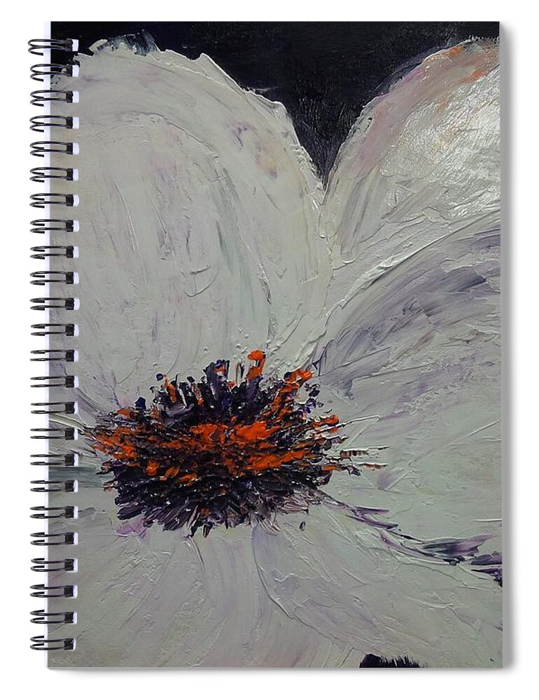 Poppy Spiral Notebook featuring the painting White Poppy by Lynne McQueen