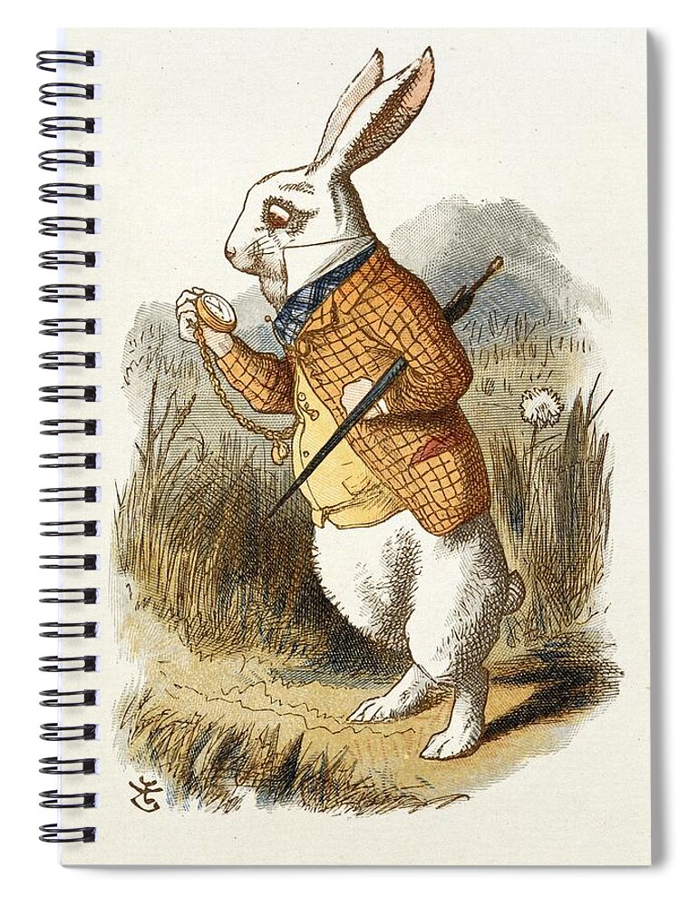 Alice In Wonderland Spiral Notebook featuring the painting White Rabbit by John Tenniel