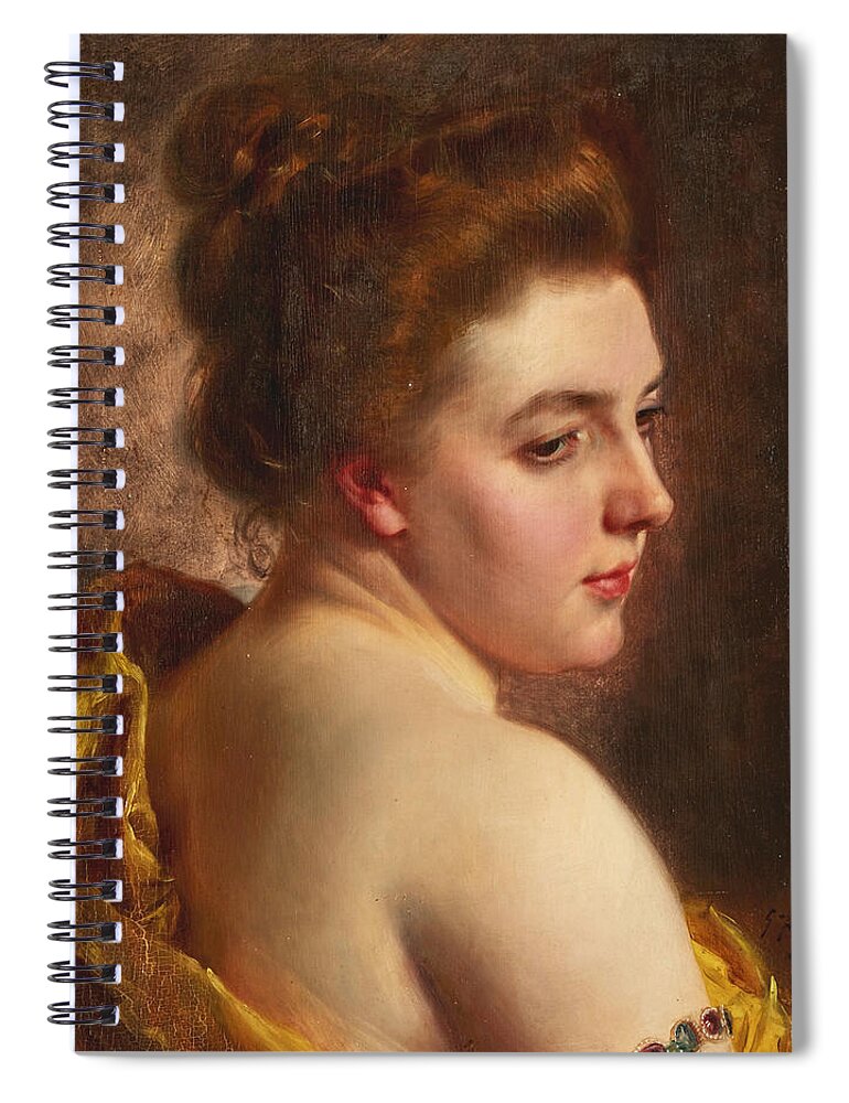 Gustave Jean Jacquet Spiral Notebook featuring the painting White Shoulders by Gustave Jean Jacquet